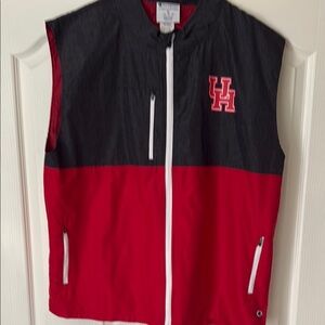 Red and Black Sporty Vest with Bold Color-Blocking